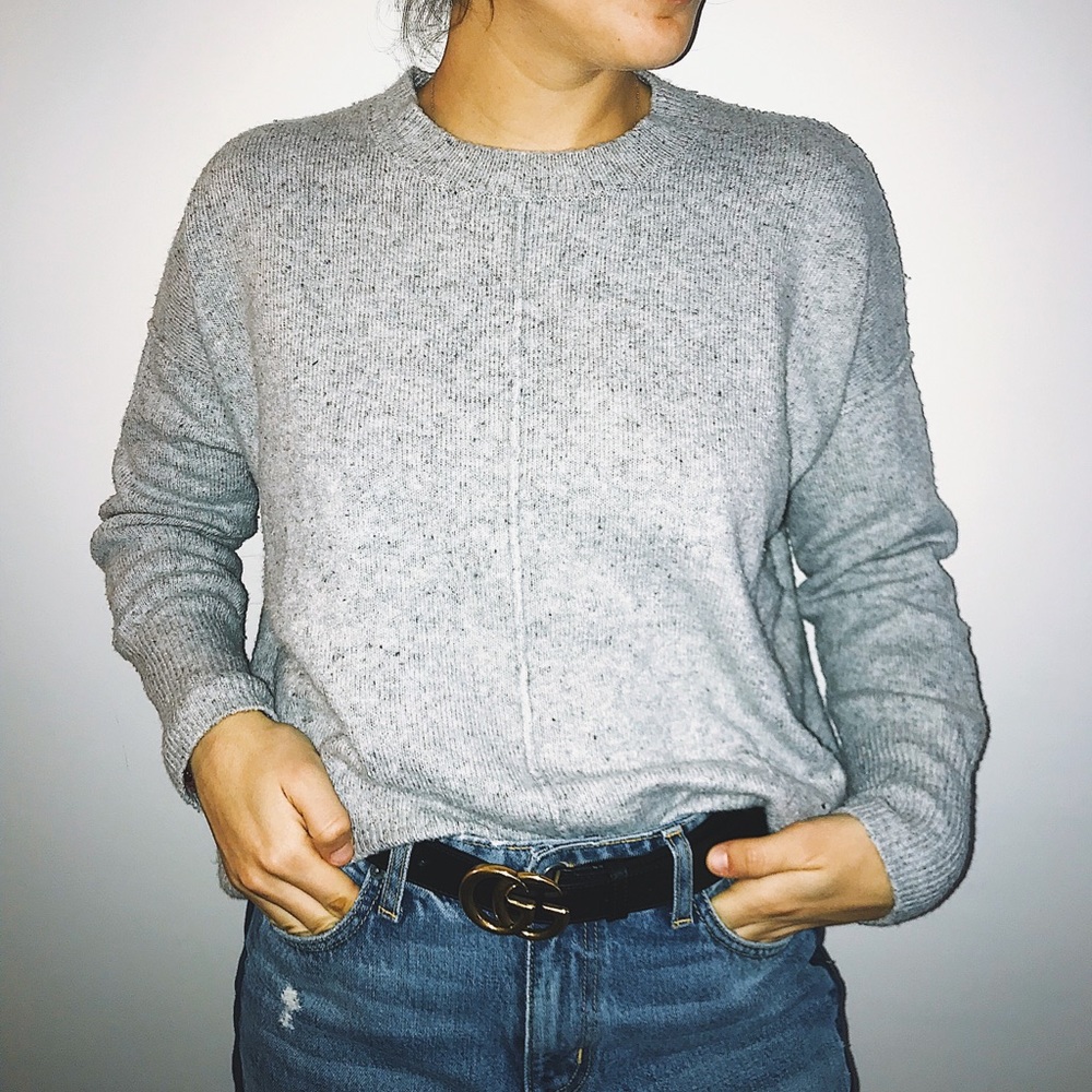 Topshop Grey Cozy Sweater With Stitching Details